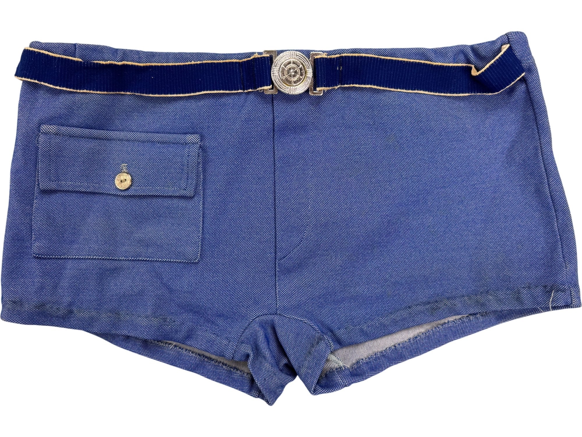 Blue High Waist Belted Shorts