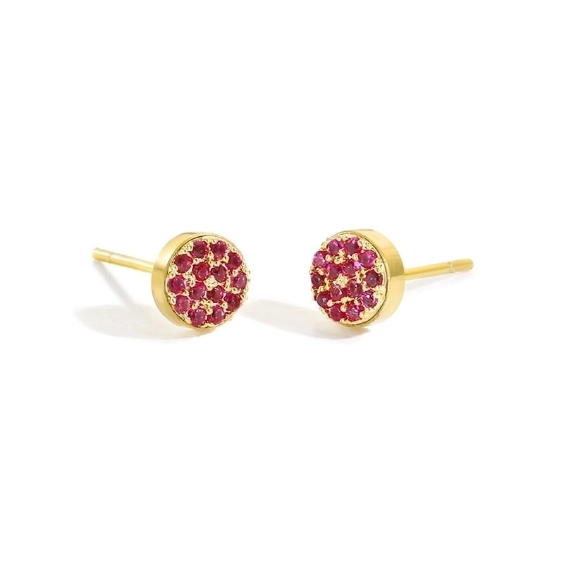 Minimalist Round Stainless Steel Inlay Artificial Diamond Ear Studs 1 Pair