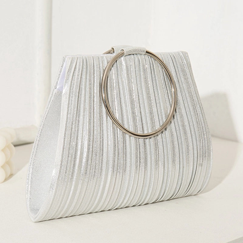 Black Gold Silver Pu Leather Solid Color Square Evening Bags