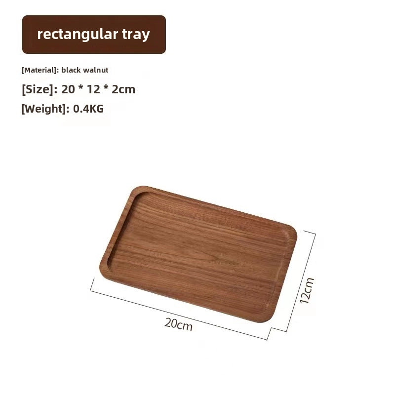 Oval Wooden Tray Solid Wood Rectangular Plate Black Walnut Afternoon Tea Coffee Tray Exquisite Small Tray