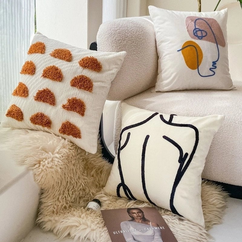 Household Modern Style Lines Polyester Pillow Cases Couch & Sofa Decor