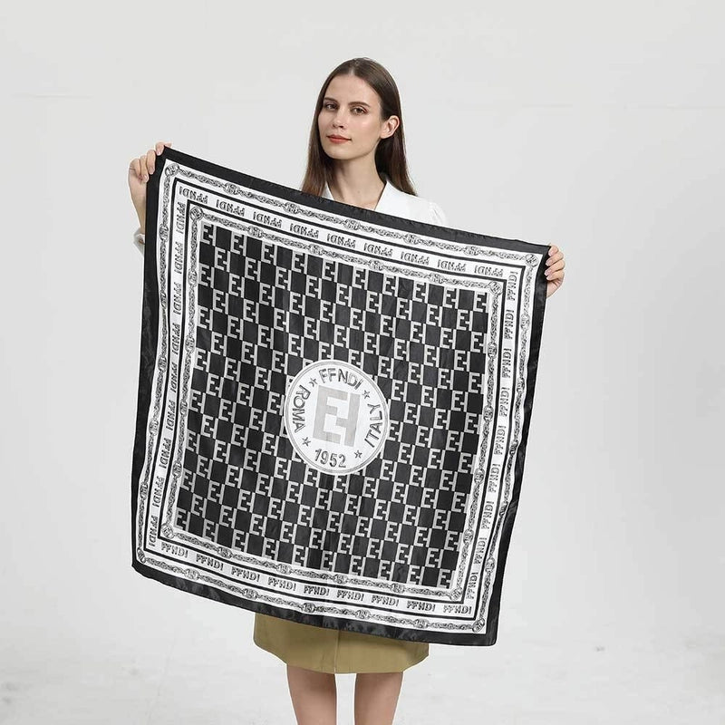 Women's Elegant Letter Plaid Polka Dots Satin Printing Silk Scarf