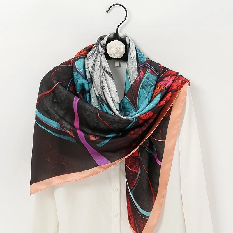Women's Ethnic Style Sweet Color Block Satin Printing Scarf