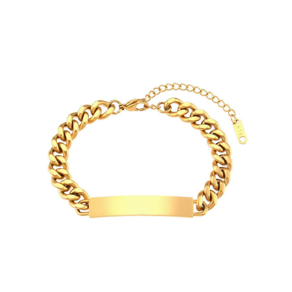 Women Fashion Quadrilateral Geometric Stainless Steel 18K Gold Plated Bracelets
