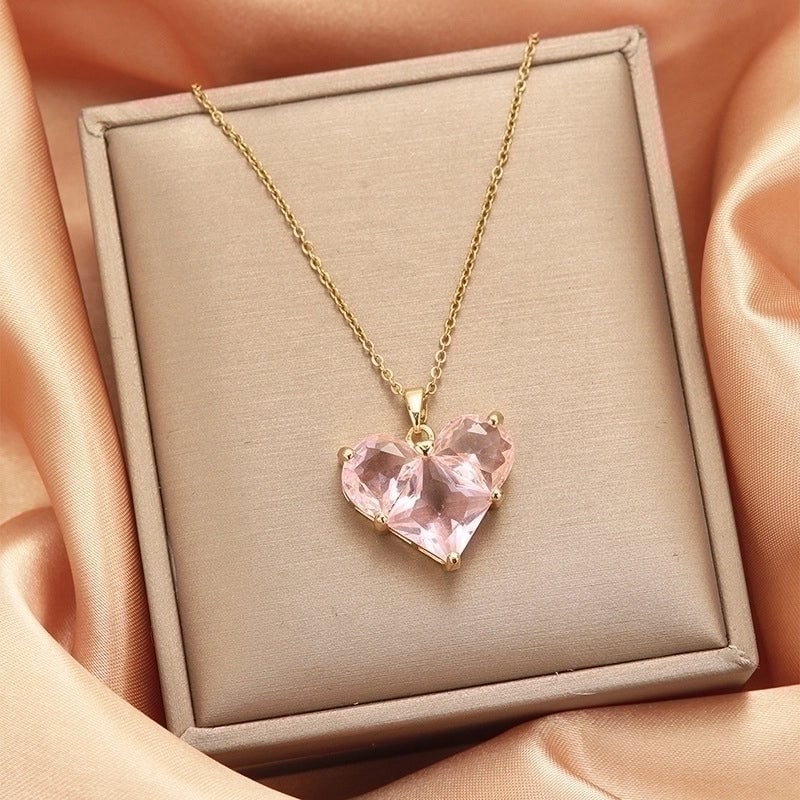 2 Pieces Vintage Style Heart Shape Flower Bow Knot Titanium Steel Copper Tassel Plating Inlay Zircon Pendant Necklace