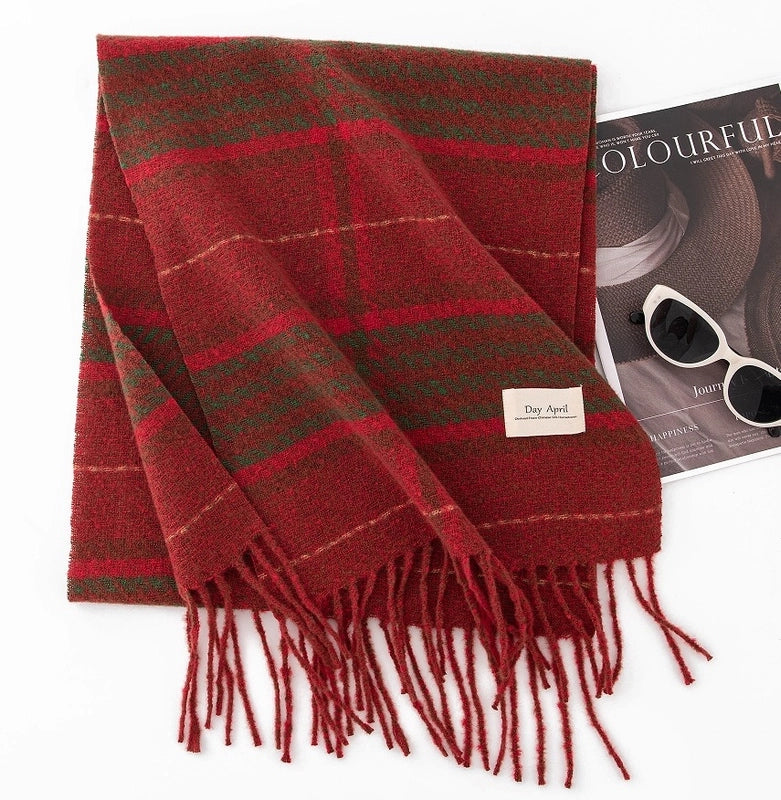 Women's Casual Elegant Minimalist Lattice Polyester Tassel Scarf