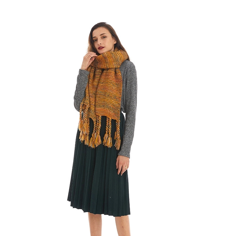 Knitted Wool Scarf Women's Winter New Student Long Warm High-grade Scarf