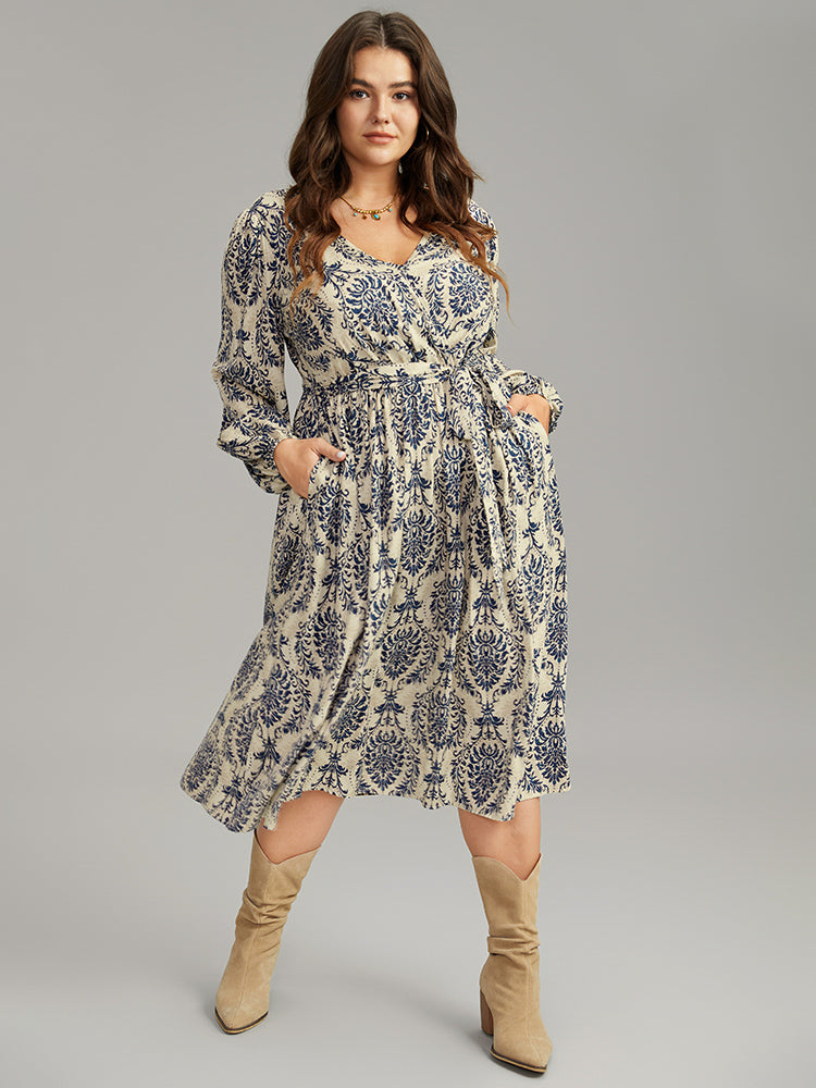 Supersoft Essentials Boho Print Elastic Waist Belted Dress