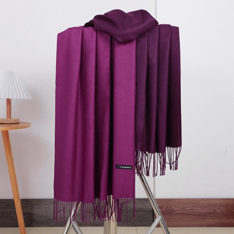 Double-sided Scarf Women's Winter Tassel Cashmere Scarf Autumn And Winter Version New Wool Men's Scarf