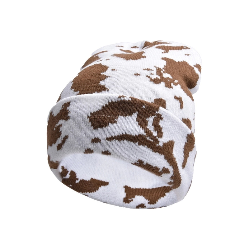 Women's Minimalist Classic Style Color Block Printing Eaveless Wool Cap