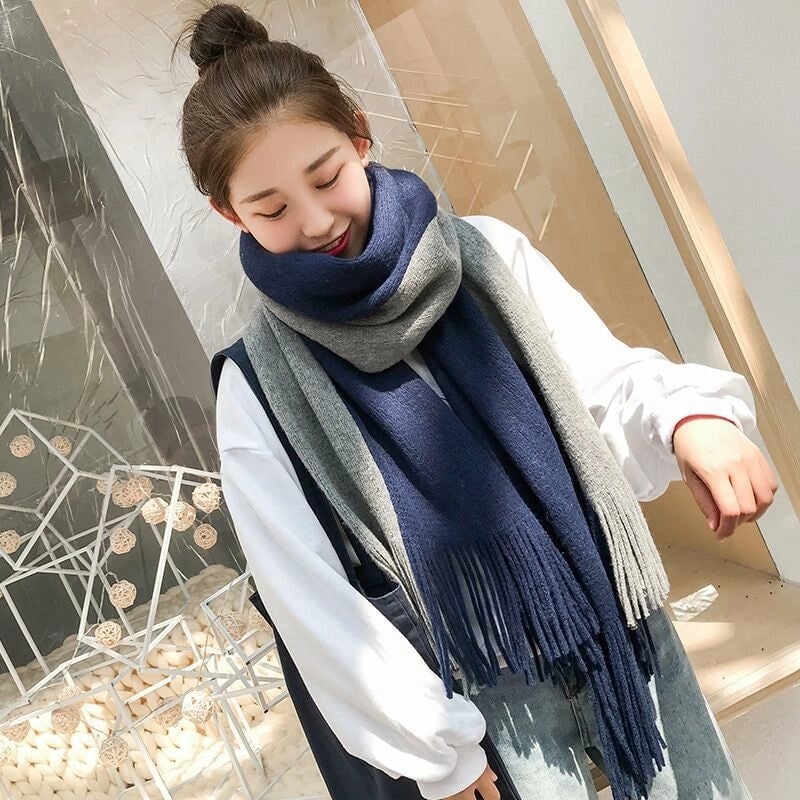 Scarf Women's Winter Versatile Cute Student Thickened Wool Warm Internet Celebrity Scarf Men