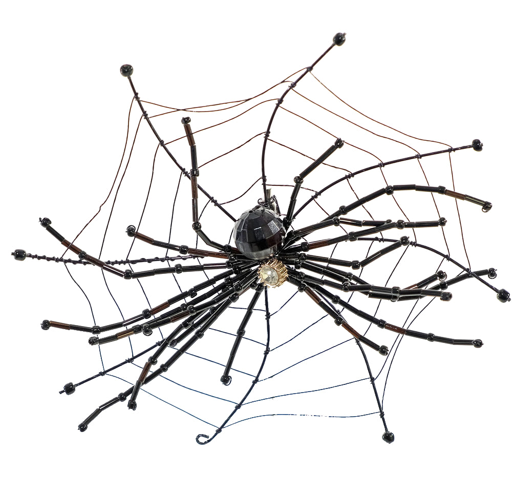 Beaded Spiderweb with Spider Clip