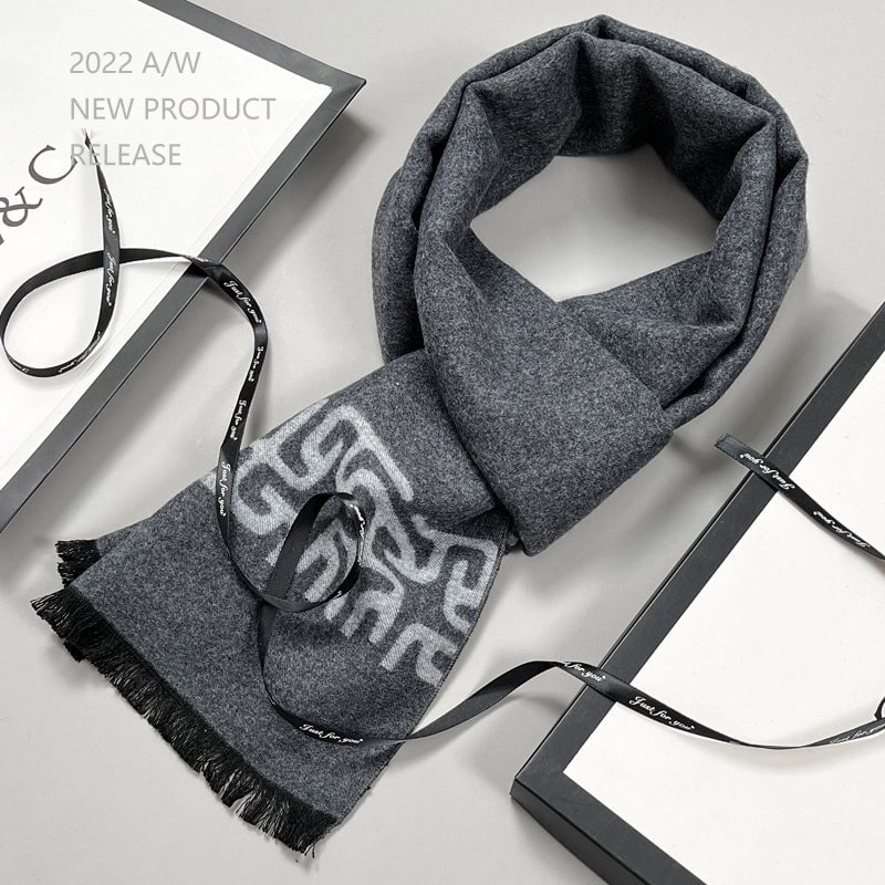 Wool Scarf Men's Plaid Winter Scarf Cashmere Scarf High-end Gifts Warm