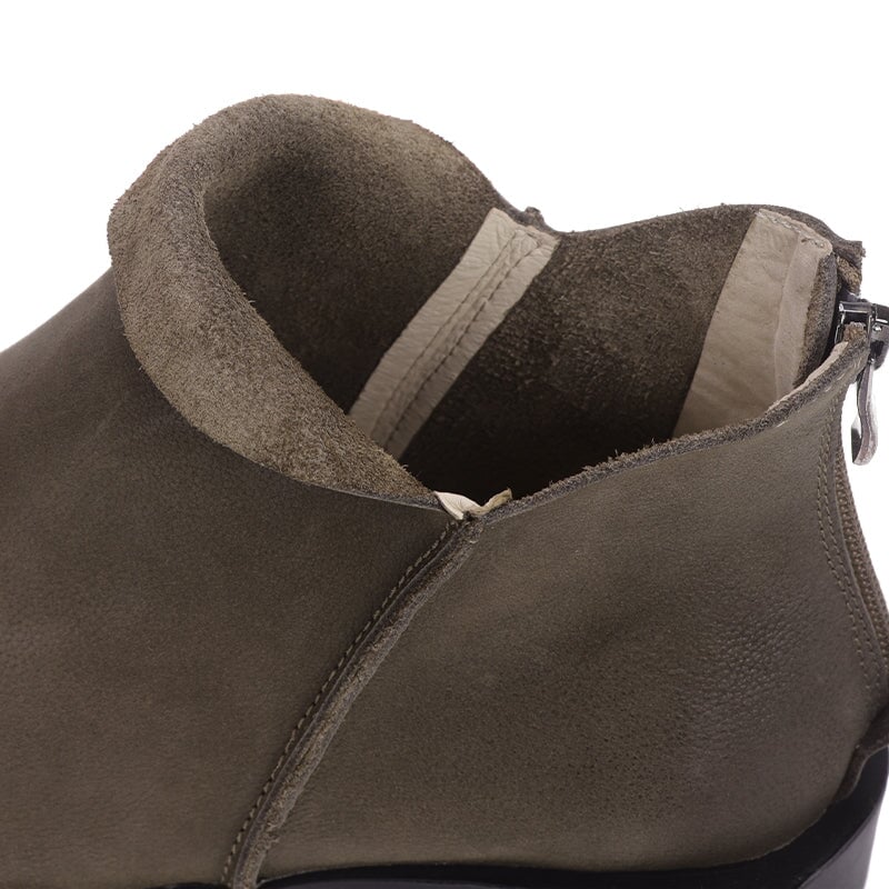 Barefoot Ankle Boots Soft Leather Flat Boots Back Zip Chelsea Boots in Red/Coffee/Black