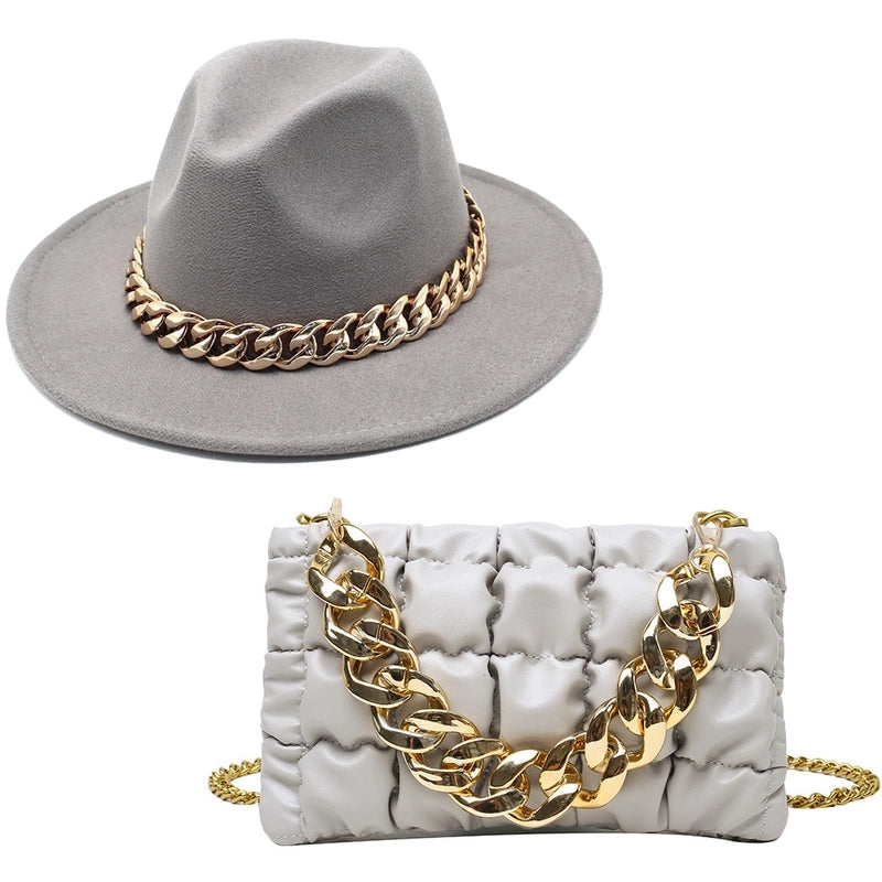 British European And American Big Brimmed Hat Chain Big Brimmed Felt Hat