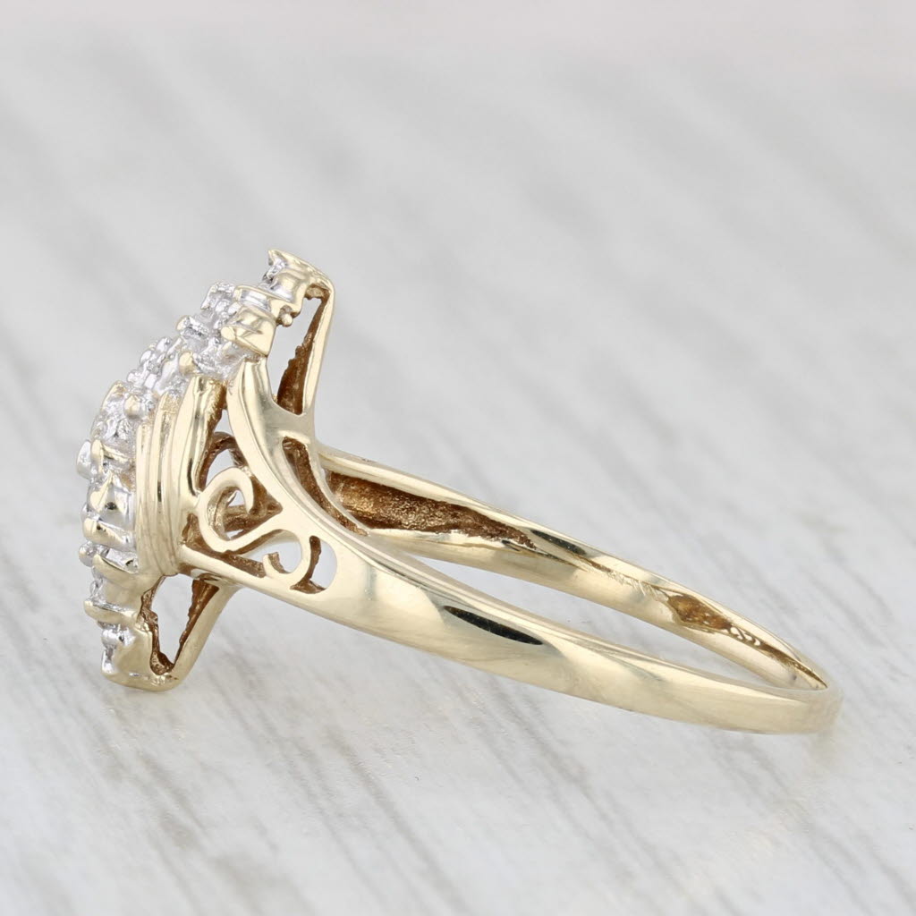 Diamond Clusters Bypass Ring 10k Yellow Gold Size 6.5