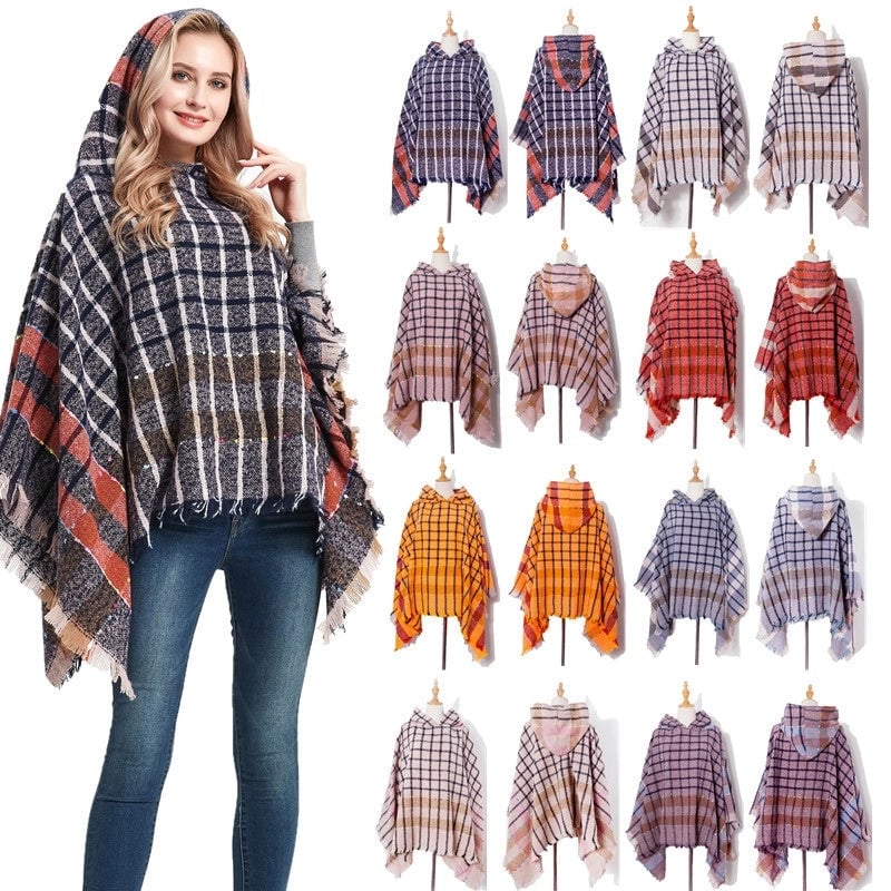 Unisex Streetwear Lattice Polyester Tassel Shawl