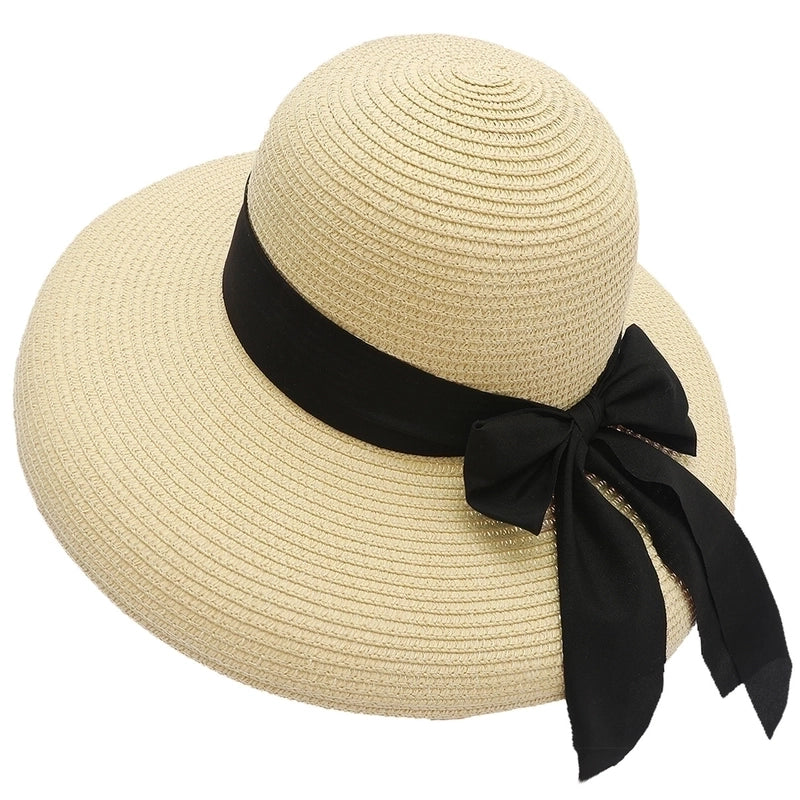 Women's Minimalist Classic Style Color Block Flat Eaves Straw Hat