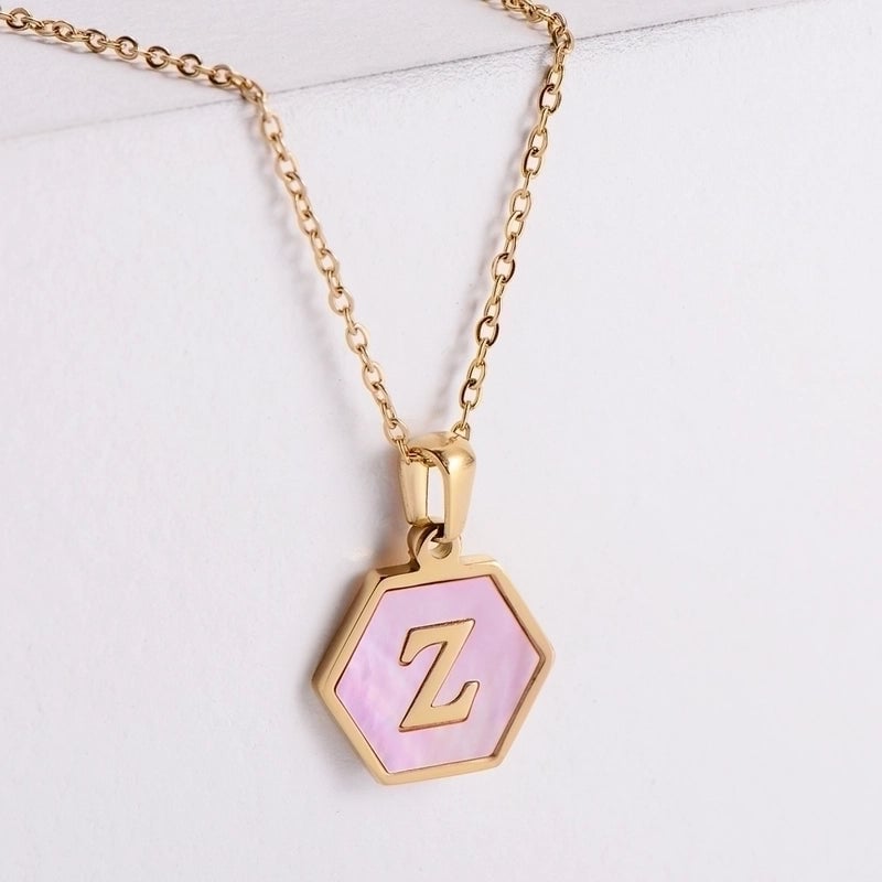 304 Stainless Steel 18K Gold Plated Lady Plating Letter Shell Pendant Necklace