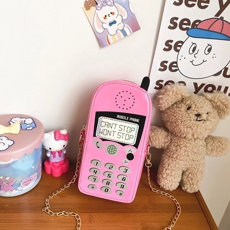 Small Pu Leather Vintage Style Fashion Girl Chain Bag Mobile Phone Bag Pu Leather Crossbody Bag