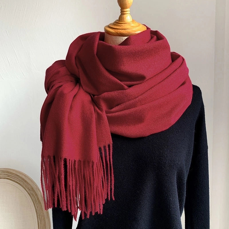 Autumn And Winter Imitation Cashmere Scarf Classic Double-sided Solid Color Men's And Women's Warm Large Shawl Dual-use Scarf