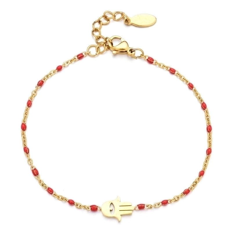 Bohemian Minimalist Palm Eye Stainless Steel Enamel Plating Hollow Out Bracelets