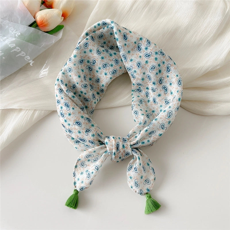 Women's Elegant Minimalist Flower Cotton And Linen Silk Scarf