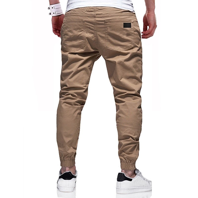 Men's Cargo Pants Joggers Drawstring Elastic Waist Elastic Cuff Plain Sports Outdoor Running