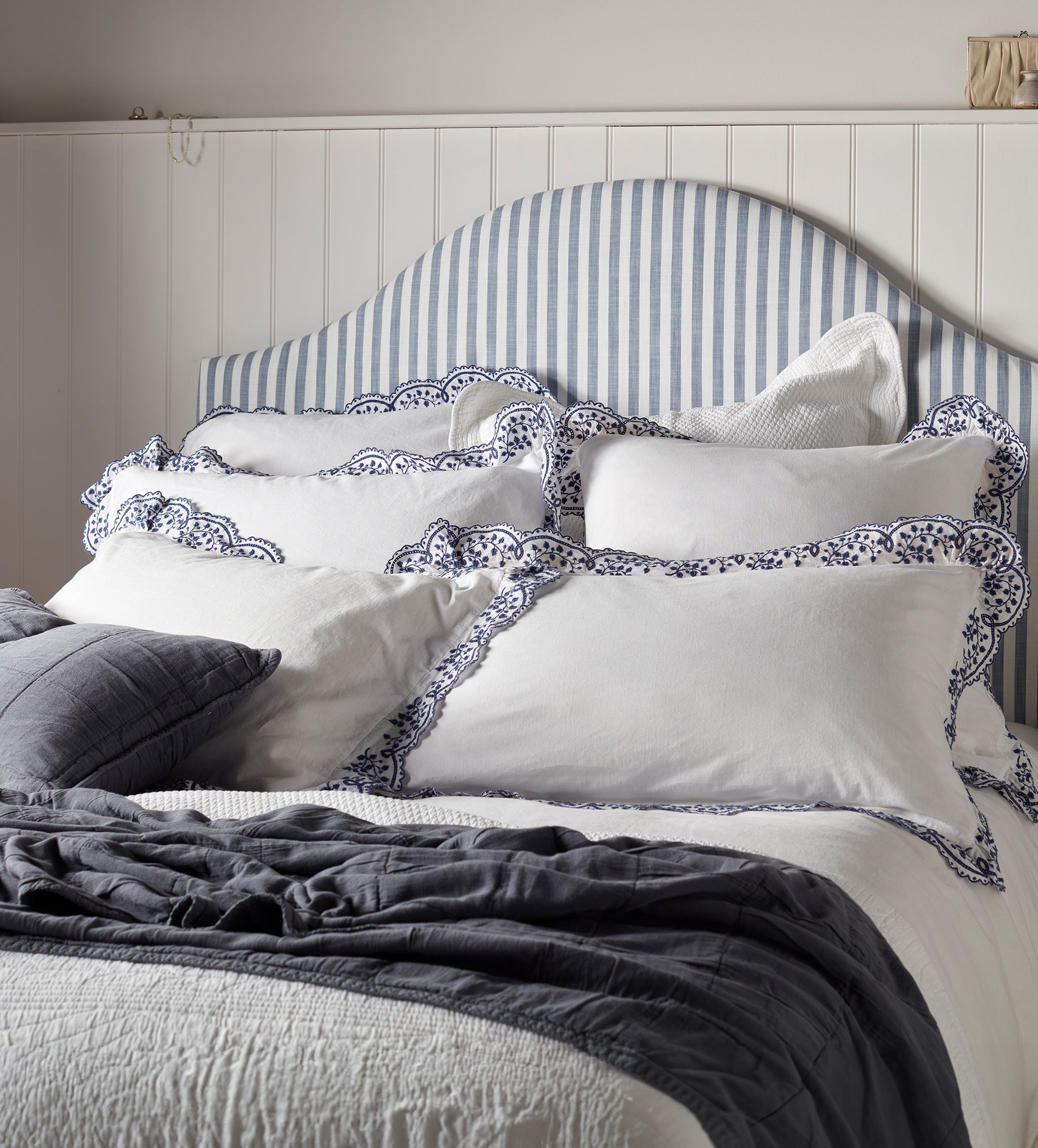 Blue Elsie Cotton Linen Pillowcase