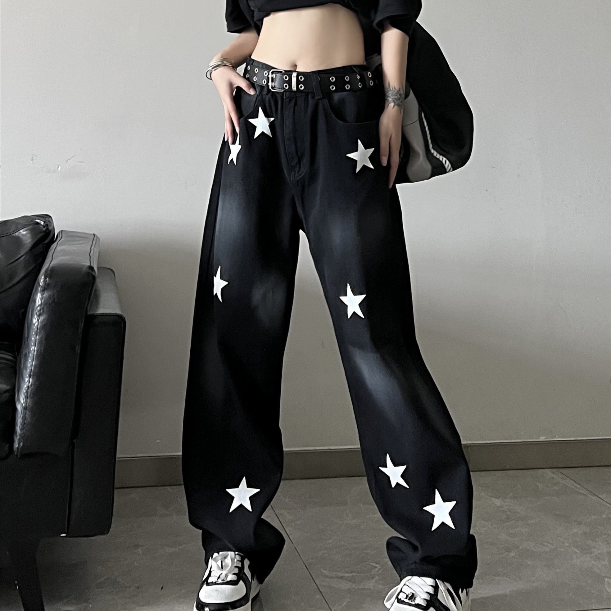 Harajuku star print jeans  KF83317