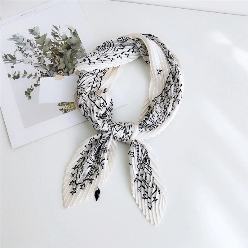 Women's Elegant Color Block Polyester Frill Silk Scarves