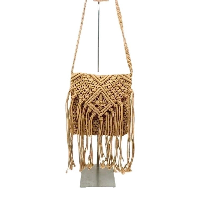Women's Small Straw Stripe Vacation Square Flip Cover Crossbody Bag