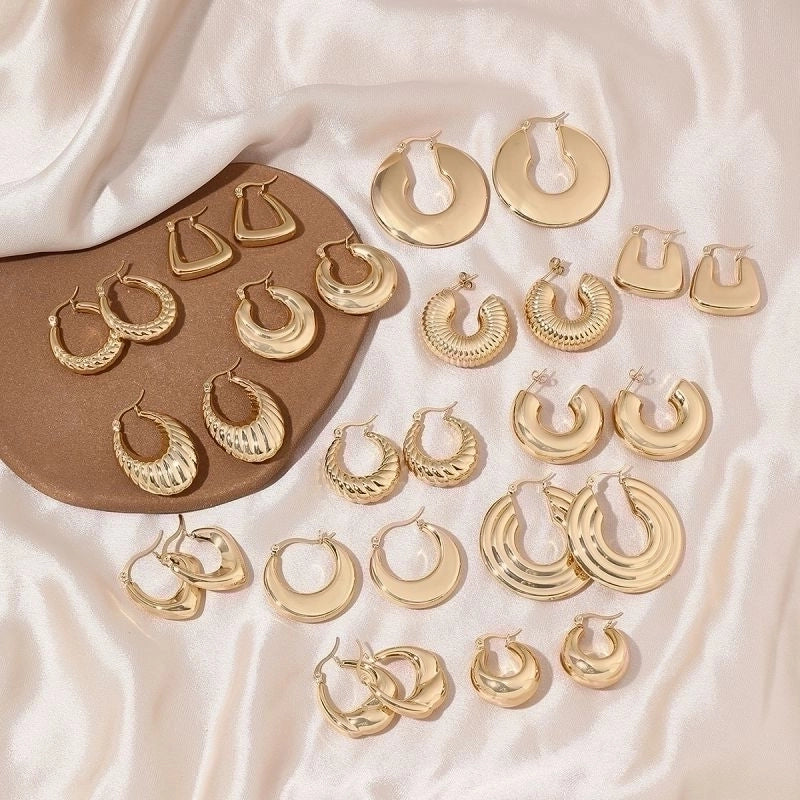 1 Pair Minimalist Solid Color Commute Geometric Semicircle Circle Plating Stainless Steel 18K Gold Plated Earrings