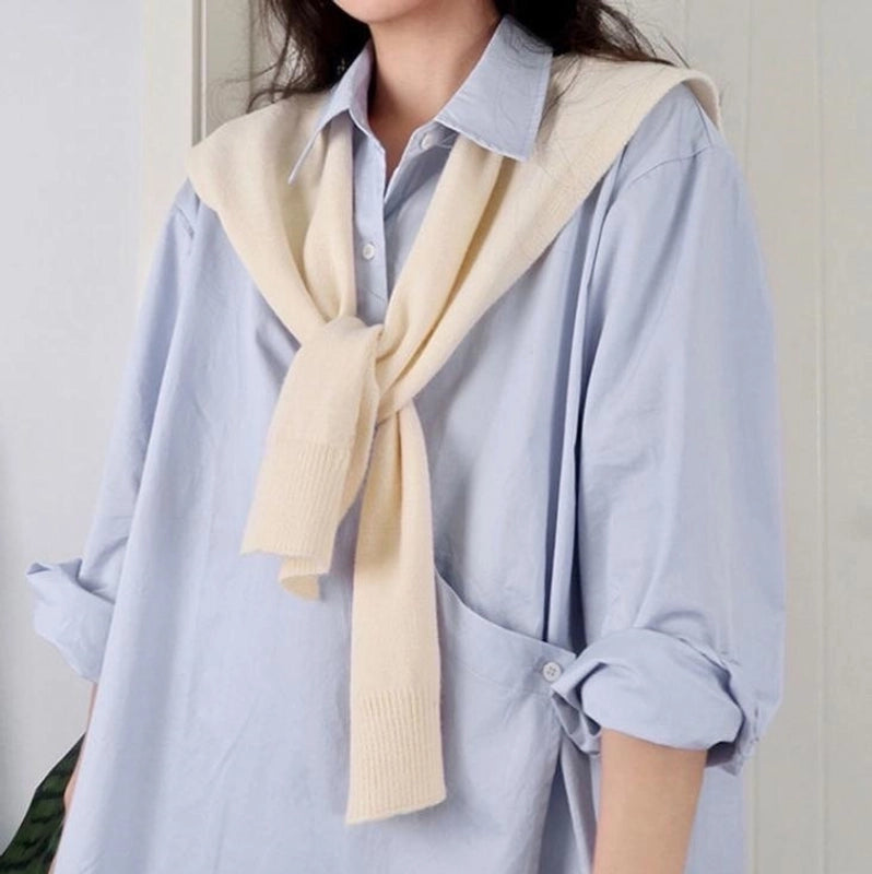 Women's Casual Solid Color Knit Shawl