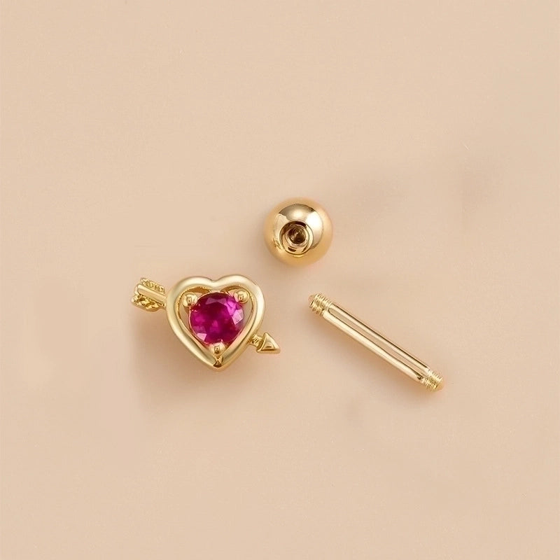 1 Piece Ear Cartilage Rings & Studs Fashion Heart Shape Butterfly 316L Stainless Steel  Copper Plating Inlay Zircon