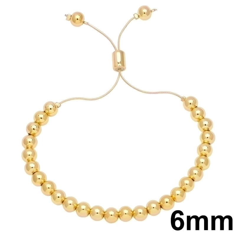 Basic Fashion Minimalist Round Copper Beaded Plating 18k Gold Plated Bracelets