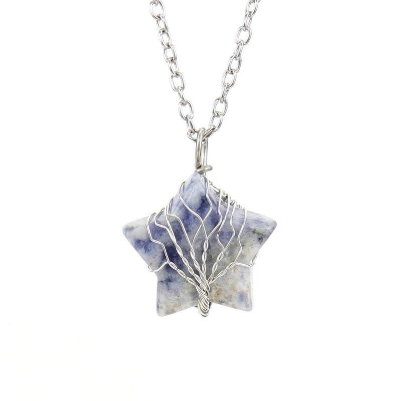 Minimalist Star Natural Stone Ferroalloy Patchwork Pendant Necklace