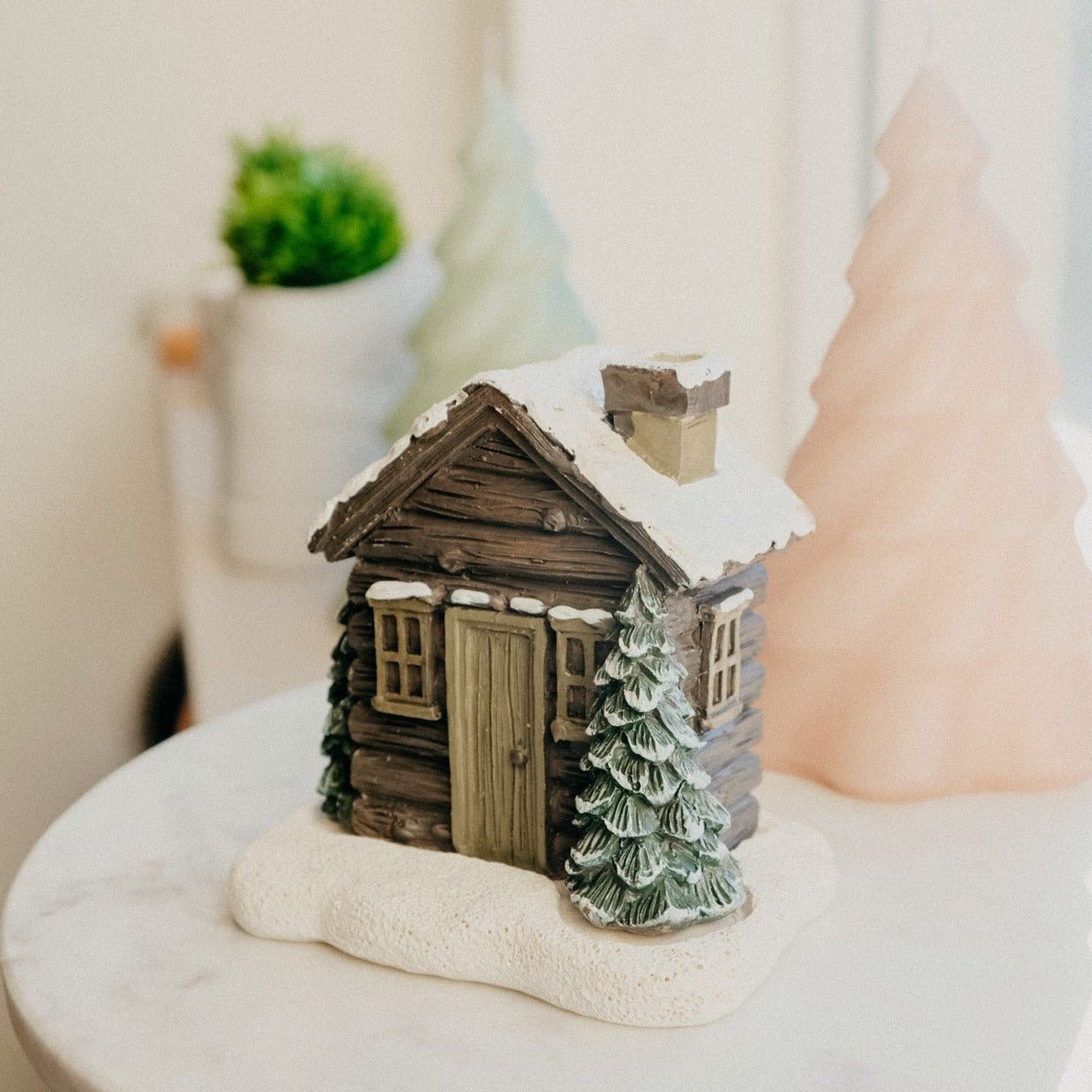 Log Cabin Snowy Winter Incense Cone Burner