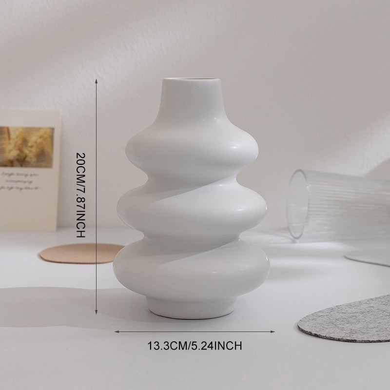 Zorion White Ceramic Kettle-shaped Vase