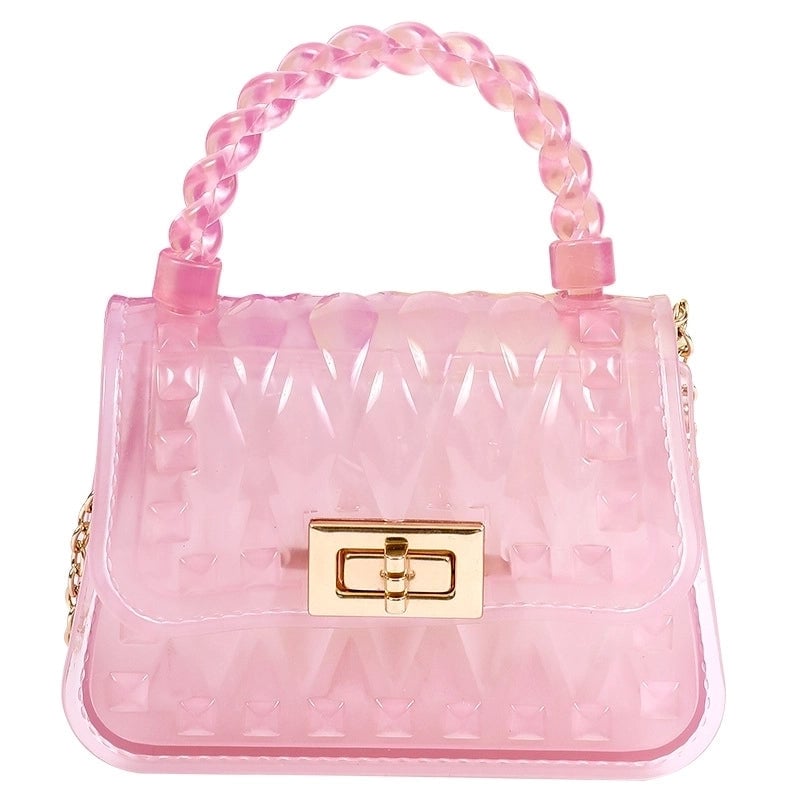 Women's Small PVC Solid Color Streetwear Square Lock Clasp Crossbody Bag