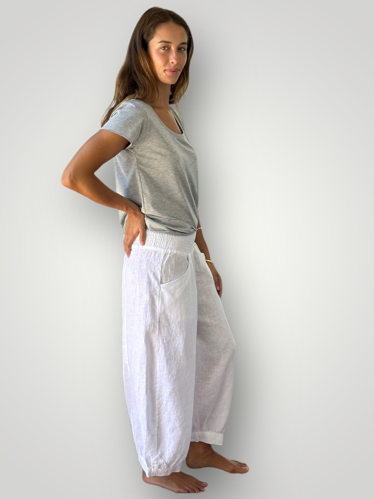 jackie pant-white linen