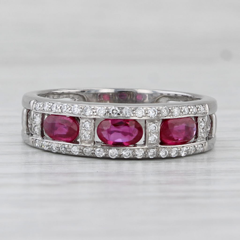 1.04ctw Ruby Diamond Ring 14k White Gold Size 8 Band Stackable