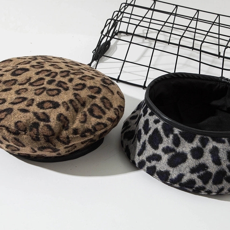 Women's Pastoral Minimalist Leopard Eaveless Beret Hat