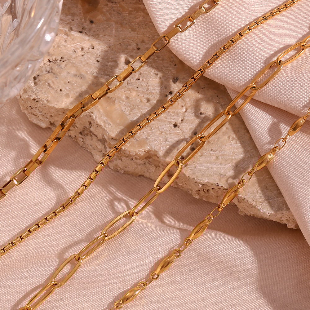 Minimalist Women Geometric Stainless Steel 18K Gold Plated Anklets