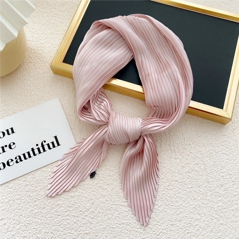 Simple Fold Solid Color Small Square Scarf