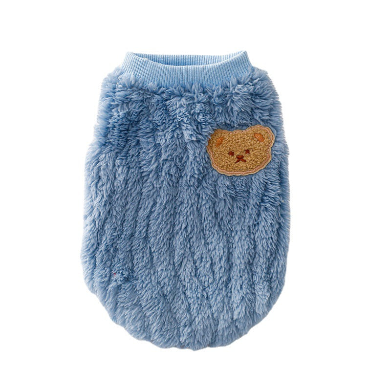 Warm Fleece Bear Printed Dog Cat Vest