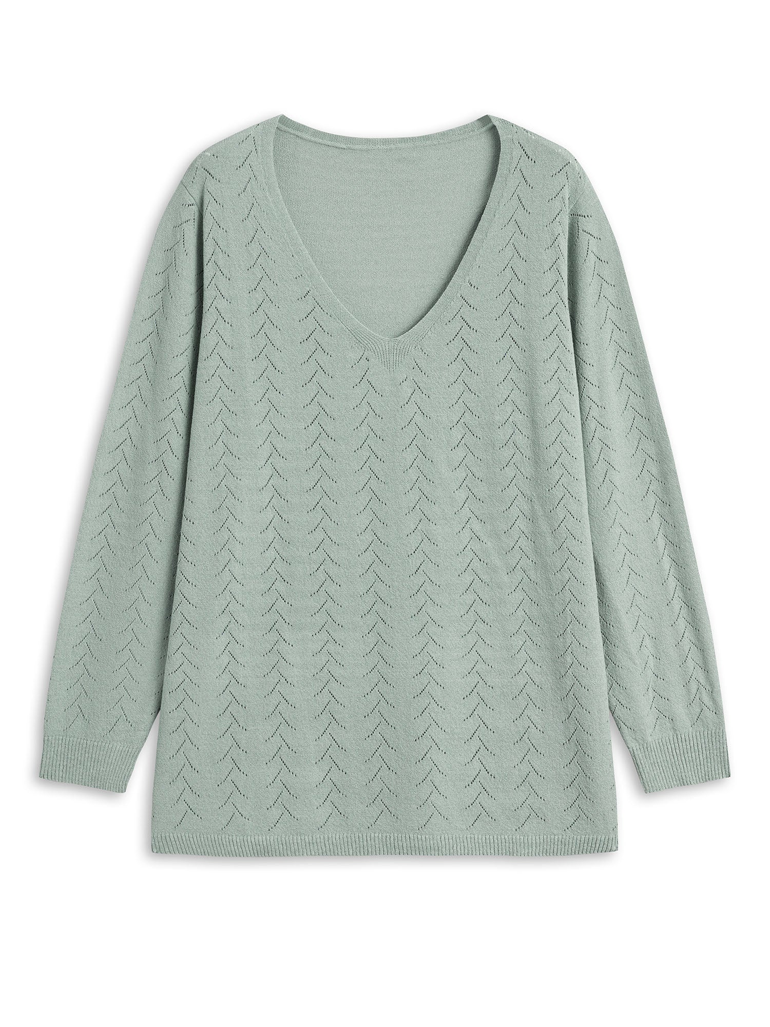 Texture V Neck Lightweight Pullover