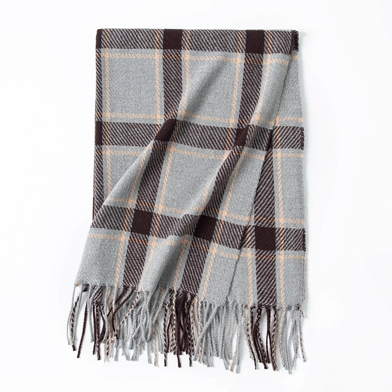 Women's Elegant Plaid Imitation Cashmere Tassel Scarf