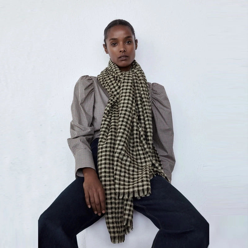 Autumn And Winter New Plaid Scarf Imitation Cashmere Shawl