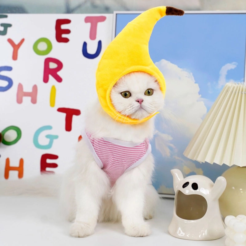 Pet Sunflower Hat Dog Cat Banana Headdress Tiger Head Cover Teddy French Bucket Supplies